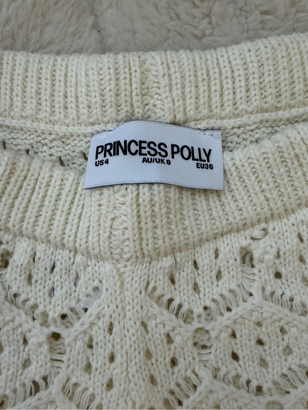 Princess Polly Cream Crochet Knit Short Set - Picture 4 of 4